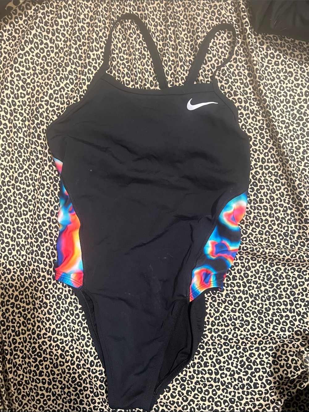 Nike Black One-Piece Swimsuit with Multicolor Side Panels